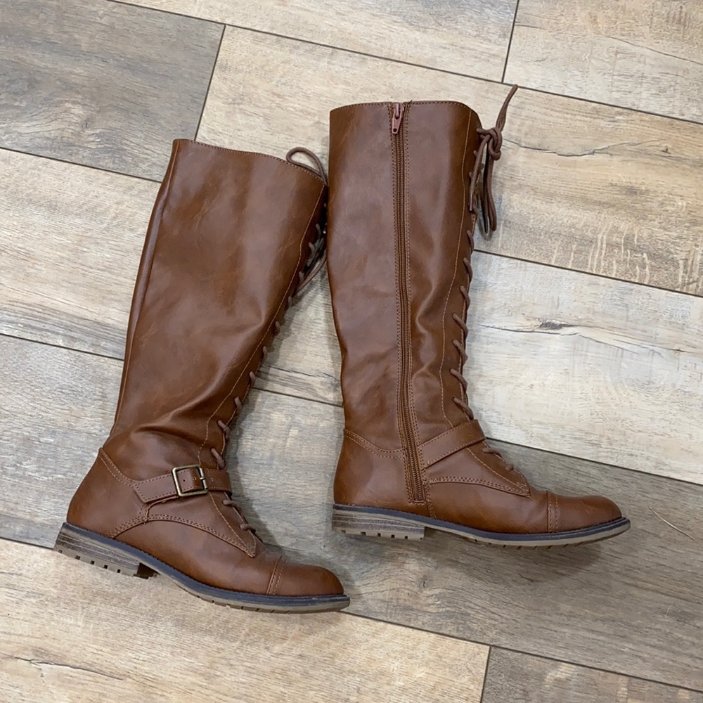 Lace-up Knee High Boots